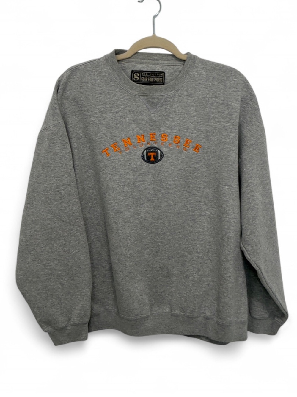 Vintage Grey Crewneck Sweatshirt with Orange Tennessee Volunteers Embroidery